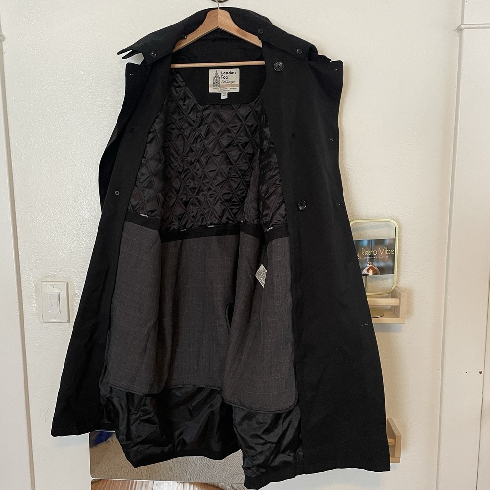 London‎ Fog Men's Iconic Trench Coat Black Size 42R - Picture 7 of 10